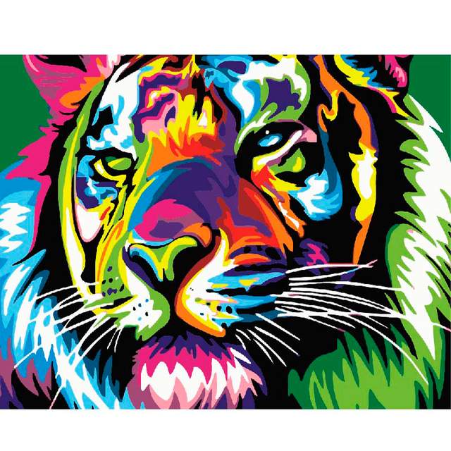 Colorful Tiger - DIY Easy Paint By Numbers Kit for Beginner