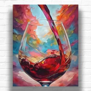 Abstract Red Wine Glass - Wine Glass Paint by Numbers