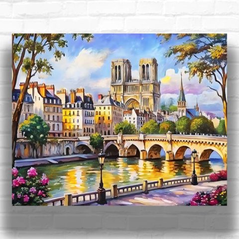 Afternoon by the River Seine - Paint by Numbers Paris Scene