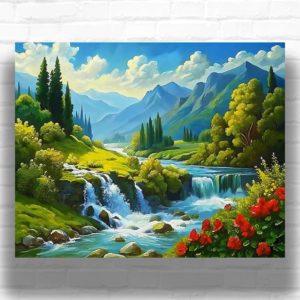 Amazing Mountain Valley - Landscape Paint by Numbers Kit