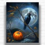 Black Crow and Moon - Halloween Paint by Number Kits