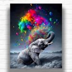 Black and White a Baby Elephant - Elephant Paint by Number