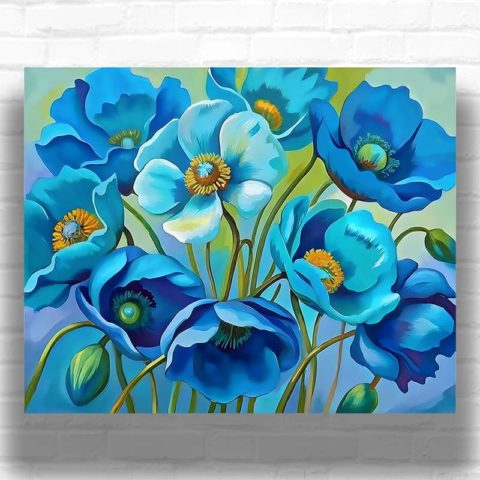 Blue Poppies - Flowers Paint by Numbers Kit