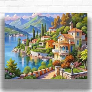 Coast of Lake Como - Paint by Numbers Italy Scene