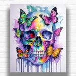 Colorful Butterfly Skull - Butterfly Paint by Number Kits