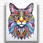 Colorful Zentangle Cat - Paint by Numbers Cats