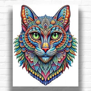 Colorful Zentangle Cat - Paint by Numbers Cats