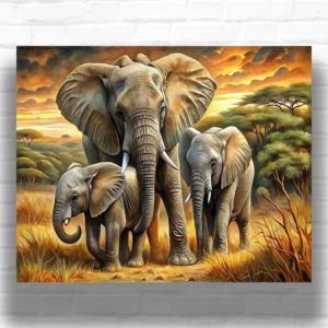 Elephant Family - Elephant Paint by Number Kits