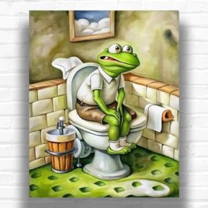 Frog Golf in Toilet - Cartoon Paint by Numbers