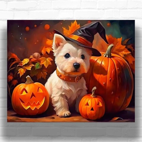 Funny Dog Halloween - Halloween Paint by Number