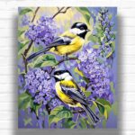 Great Tit on Blue Lilac Tree - Paint By Numbers Kit