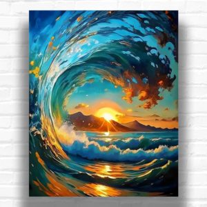 Ocean Surfing Wave - Paint by Number Ocean Wave