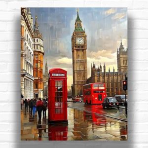 Phone Booth and London Big Ben - Paint by Number Kit