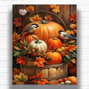 Pumpkin and Birds - Paint by Numbers Thanksgiving