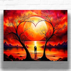 Romantic Couple under Tree of Love - Valentine's Day Paint by Number