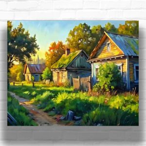 Rustic Wooden Houses - Paint by Number Kit