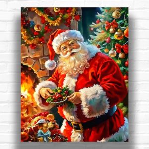 Santa Claus with Christmas Gifts - Paint by Number Christmas