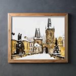 Snow Covered Charles Bridge in Prague - Paint by Number Kit