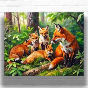 The Fox Family - Fox Paint by Numbers