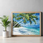 Tropical Island with Palm Trees - Paint by Number Kit