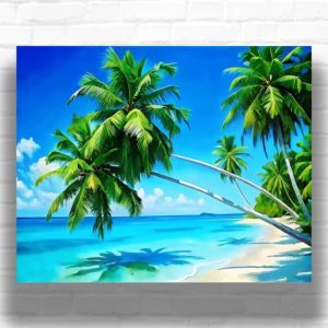 Tropical Island with Palm Trees - Tropical Paint by Number Kits