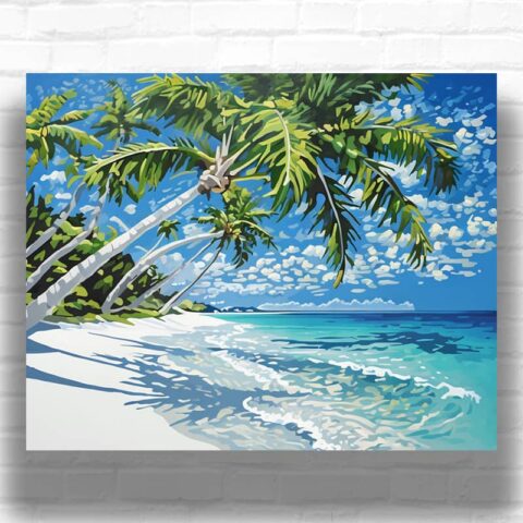 Tropical Island with Palm Trees - Tropical Paint by Number Kits