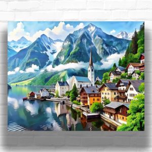 View of Hallstatt Austria - Paint by Number Kit