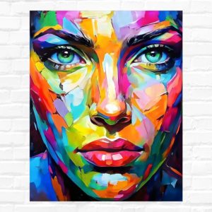 Abstract Colorful Woman Face - Paint by Numbers Abstract Woman