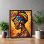 African American Lady in Ethnic Turban - Paint by Numbers Kits