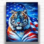 American Flag Tiger - Tiger Paint by Number