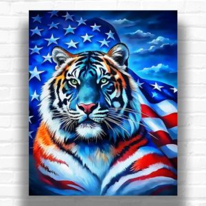 American Flag Tiger - Tiger Paint by Number