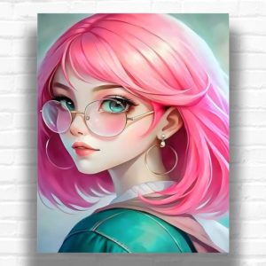 Anime Girl with Pink Hair - Anime Paint by Numbers Kit