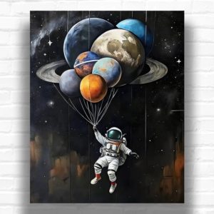 Astronaut Planets Graffiti - Paint by Numbers Astronaut