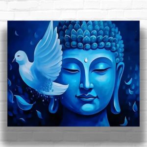 Blue Buddha and White Pigeon - Buddha Paint by Numbers Kit