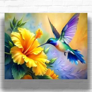 Blue Hummingbird - Hummingbird Paint by Number Kit