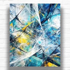 Blue Yellow Lines Abstract Art - Paint by Numbers Kit