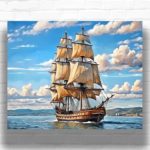 Brigantine Ship in Silent Harbor - Paint by Numbers Sailing Ships