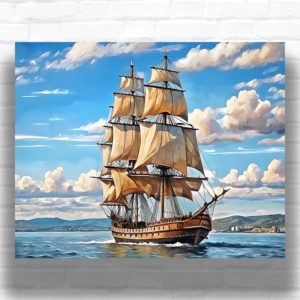 Brigantine Ship in Silent Harbor - Paint by Numbers Sailing Ships