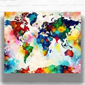 Colorful World Map - Modern Abstract Paint by Numbers