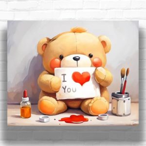 Cute Teddy Bear I Love You - Paint by Numbers Kit