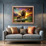 Elephants in Fantasy Landscape - Elephant Paint by Numbers