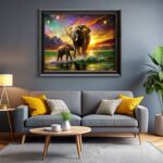 Elephants in Fantasy Landscape - Paint by Numbers Kit