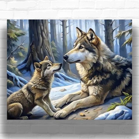 Father and Son Wolf - Wolf Paint by Number Kits