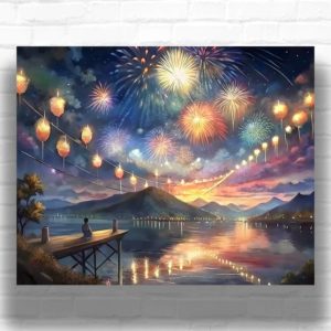 Fireworks on the Lake - Paint by Numbers Anime