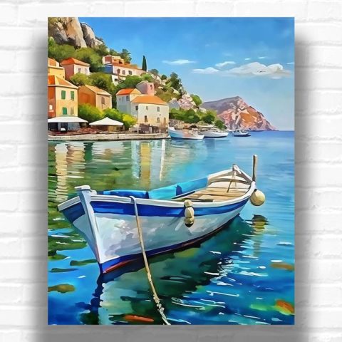 Fishing Boat off Greek Coast - Paint by Numbers Boat