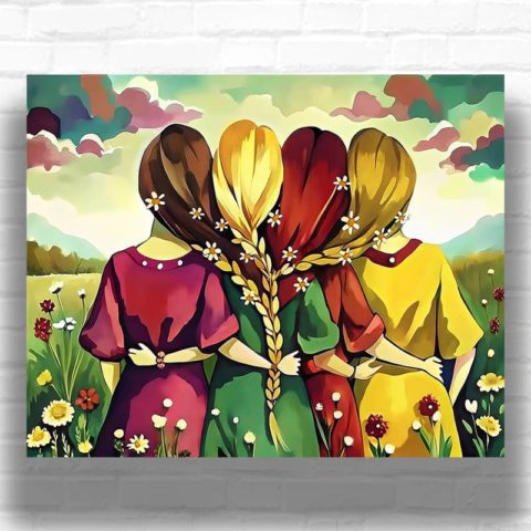 Four Sisters Best Friends - Paint by Numbers Beginners