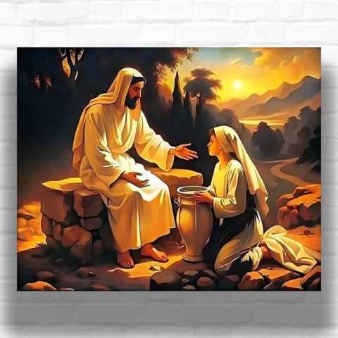 Jesus and Samaritan Woman at Well - Jesus Paint by Numbers