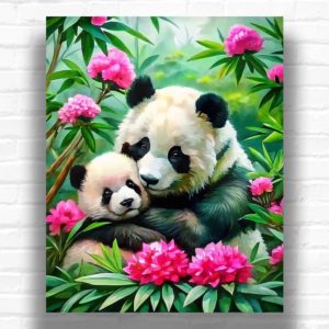 Panda Bear Mom and Baby - Bear Paint by Numbers