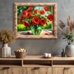 Red Poppies Bouquet in Vase - Flower Paint by Number