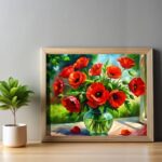 Red Poppies Bouquet in Vase - Paint by Numbers Kit